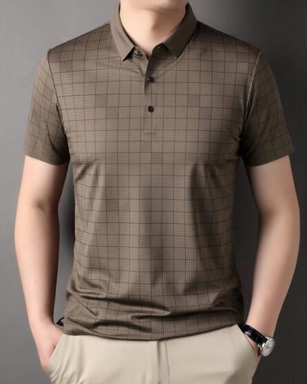 Men's Mercerized Cotton Fashion T-shirt Clothing For Middle-aged Dad Ice Silk Men's Clothing - Image 5