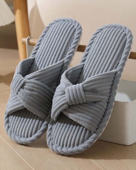 Corduroy Cross Cotton Slippers Home Warm Slippers - Image 2