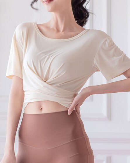 Yoga Clothing Women's Comfortable Round Neck Fitness Clothing Short Sports - Image 4