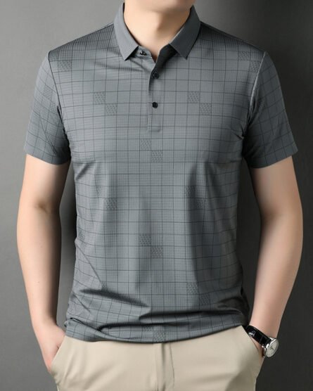 Men's Mercerized Cotton Fashion T-shirt Clothing For Middle-aged Dad Ice Silk Men's Clothing - Image 3