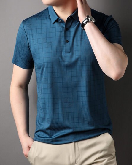 Men's Mercerized Cotton Fashion T-shirt Clothing For Middle-aged Dad Ice Silk Men's Clothing - Image 4