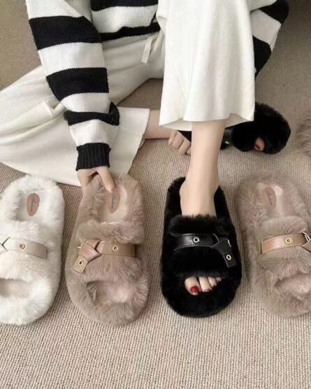 Fluffy Slippers Women's Flat Slippers - Image 3