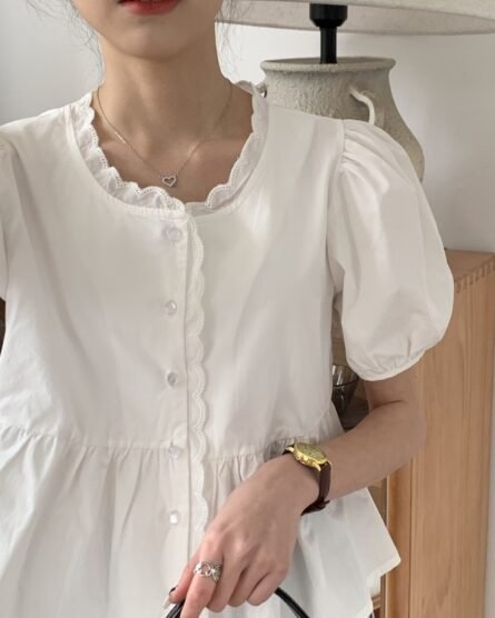 Puff Sleeve Shirt Summer Women's Clothing - Image 2